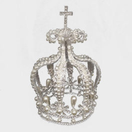 11024 Silver – Vintage Royal Crown Cake Topper Decor With Crystal And Pearls