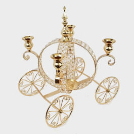 CH5448 GD – 17″ Gold Crown Metal Carriage With Crystals Centerpiece