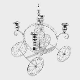 CH5448 SL – 17″ Silver Crown Metal Carriage With Crystals Centerpiece