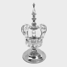 CH5470 SL – 11″ Silver Crystal Bead Crown With Stand Centerpiece