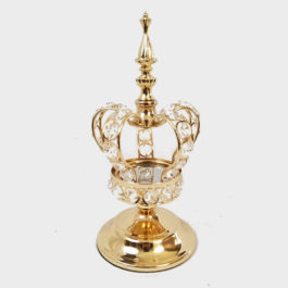 CH5471 Gd – 11″ Gold Crystal Bead Crown With Stand Centerpiece