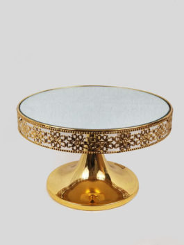 F1164 – 12″ Metal Gold Cake Stand With Mirrored Top