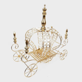 HX6278-2 – 17″ Gold Crown Metal Carriage With Crystals Centerpiece